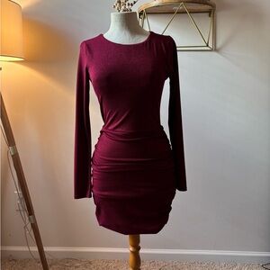 Francesca’s Burgundy Long Sleeve Mini Dress